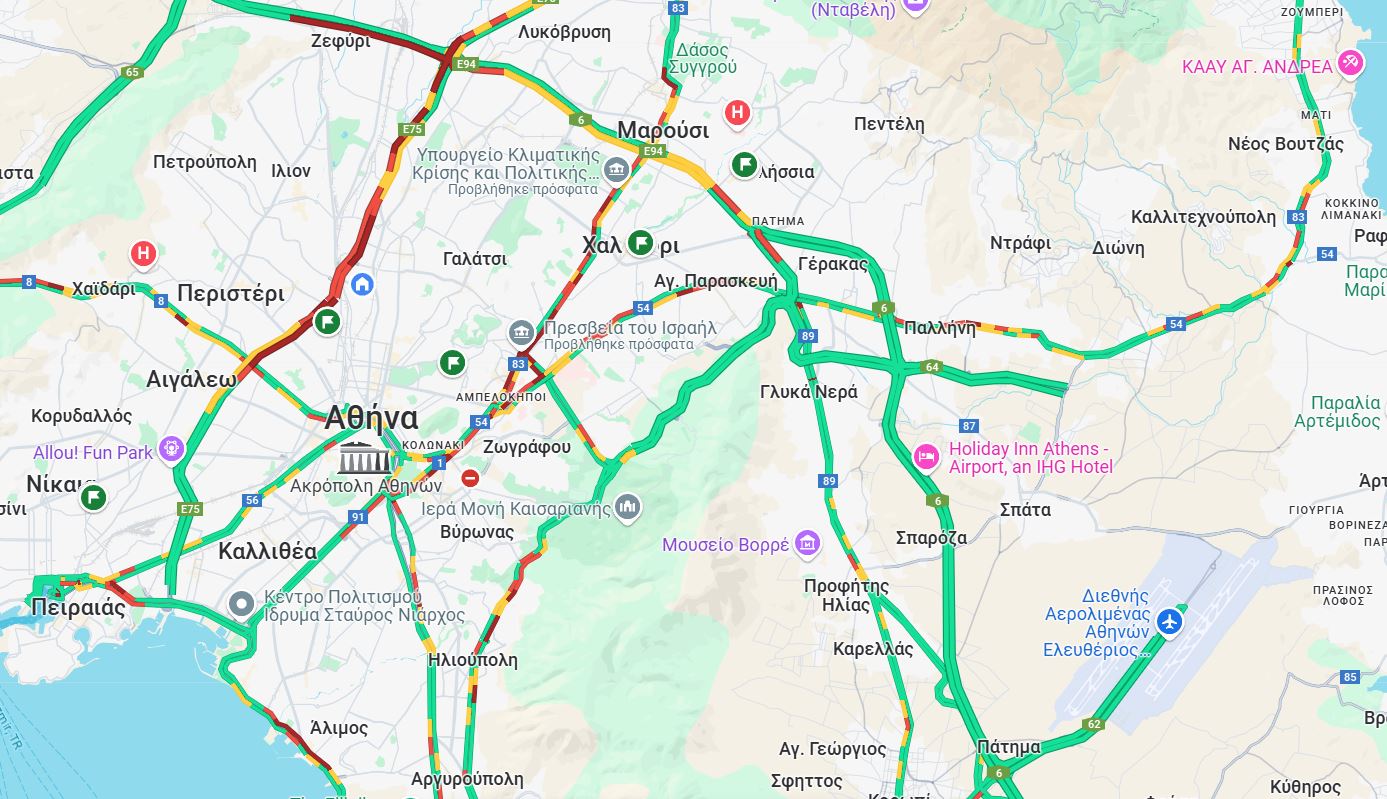 Κυκλοφοριακή αναστάτωση σε Κηφισό, Αττική Οδό και κέντρο της Αθήνας - Πού αλλού εντοπίζονται προβλήματα