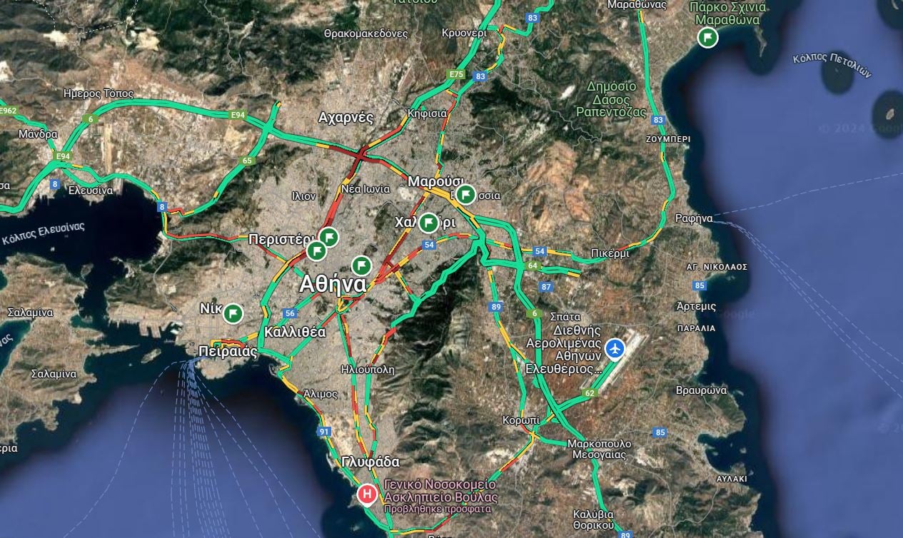 Κίνηση στους δρόμους: Ιδιαίτερα αυξημένη κίνηση παρατηρείται σε κεντρικούς δρόμους της Αττικής