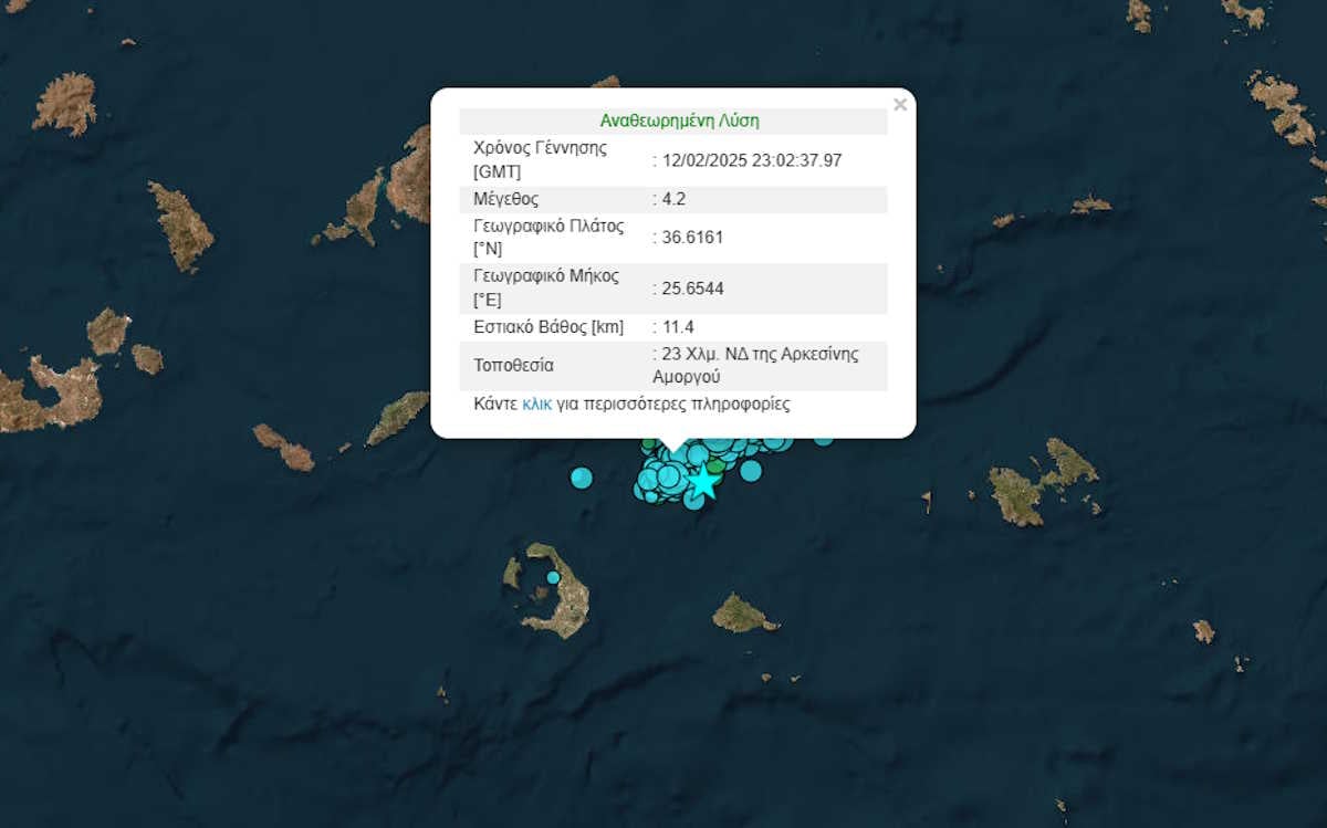 Σεισμοί στη Σαντορίνη: 4,2 Ρίχτερ δύο φορές μέσα σε 1 λεπτό