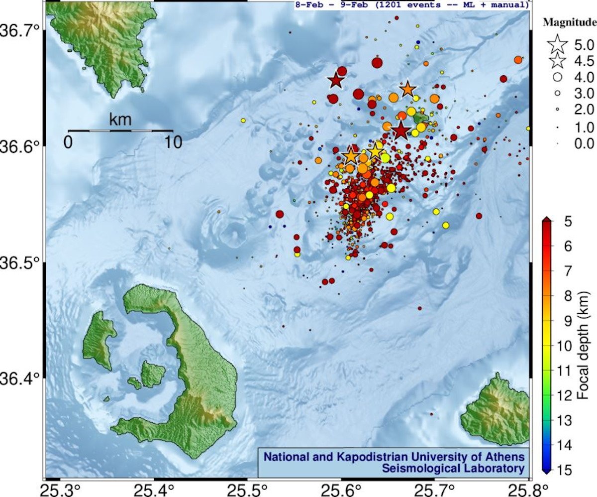 Δονήσεις στη Σαντορίνη: Πάνω 12.800 γεγονότα το τελευταίο δεκαπενθήμερο, σύμφωνα με το ΕΚΠΑ