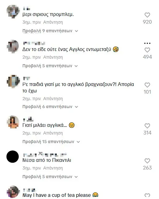 Τα σχόλια κάτω από το προφίλ της Μελίνας